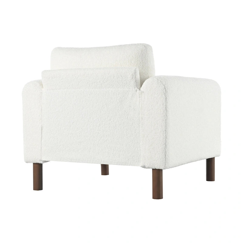 White 33.5 Upholstered Accent Chair with Walnut Legs