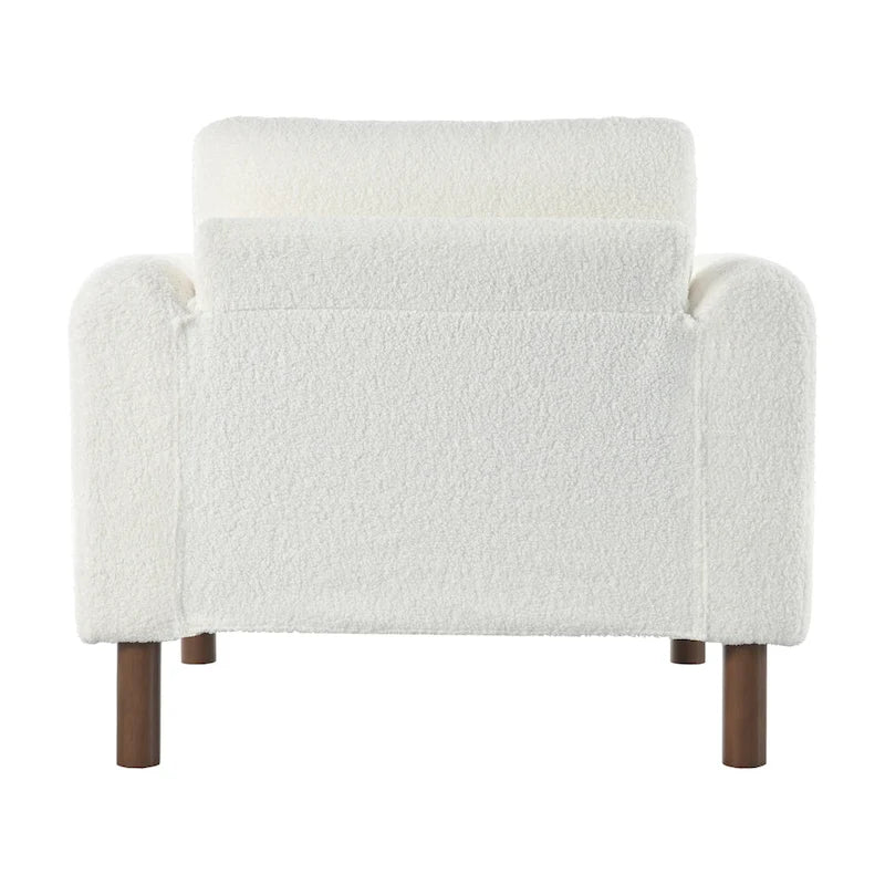 White 33.5 Upholstered Accent Chair with Walnut Legs
