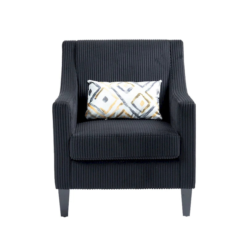 Black Modern 26.8 Arm Chair with Rubber Wood Legs