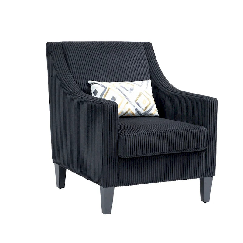 Black Modern 26.8 Arm Chair with Rubber Wood Legs