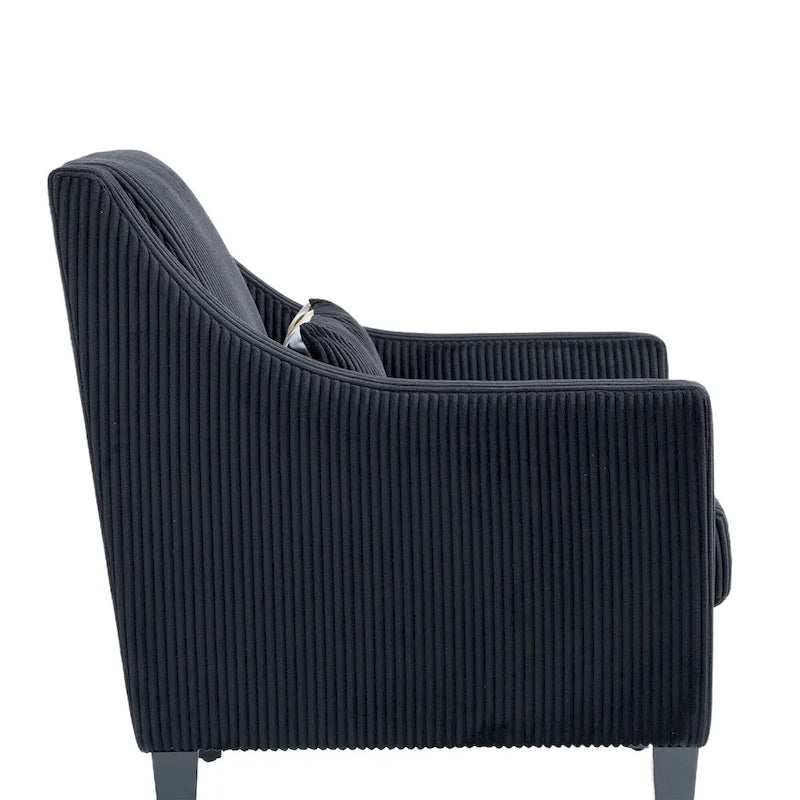 Black Modern 26.8 Arm Chair with Rubber Wood Legs