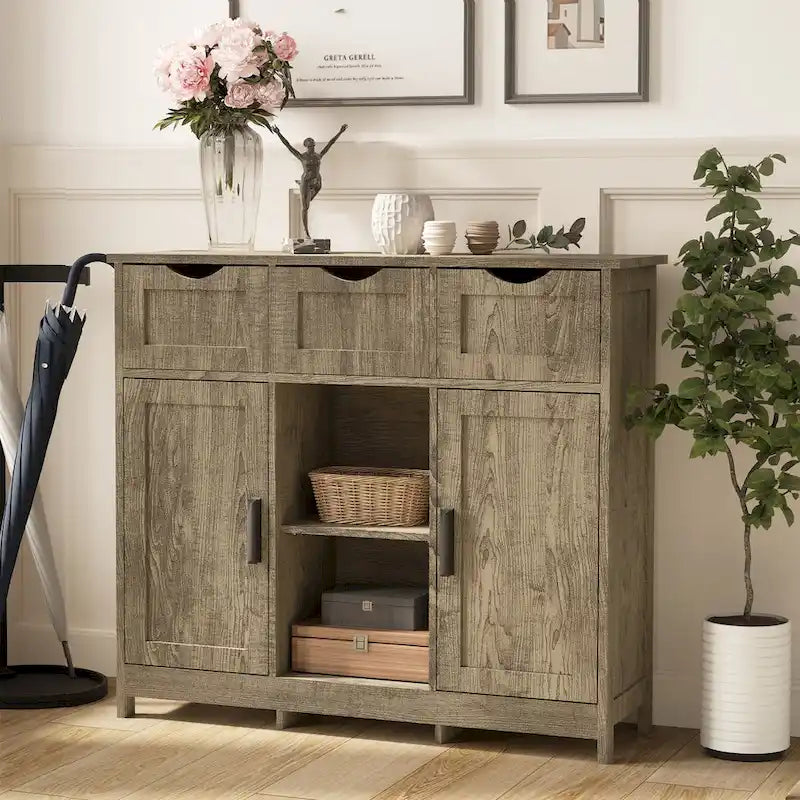 Storage Cabinets,Wooden Floor Cabinet,with Drawers and Shelves Storage Cabinets