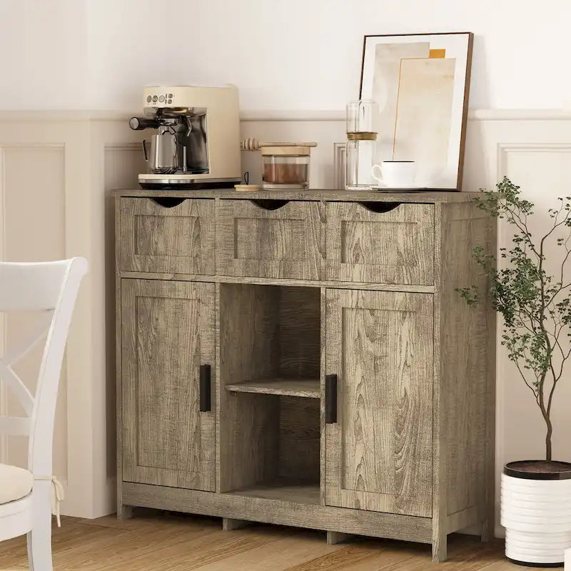 Storage Cabinets,Wooden Floor Cabinet,with Drawers and Shelves Storage Cabinets