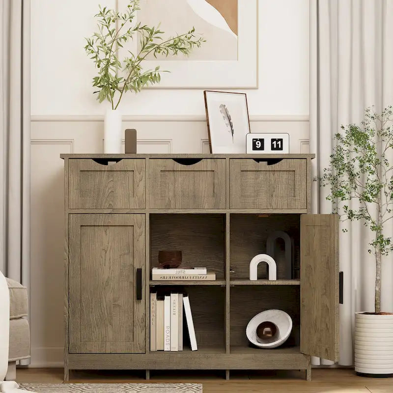 Storage Cabinets,Wooden Floor Cabinet,with Drawers and Shelves Storage Cabinets