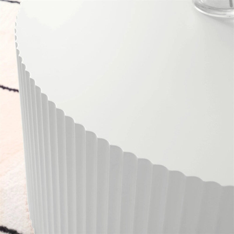 35.43 Wood Round Coffee Table with Handcrafted Relief