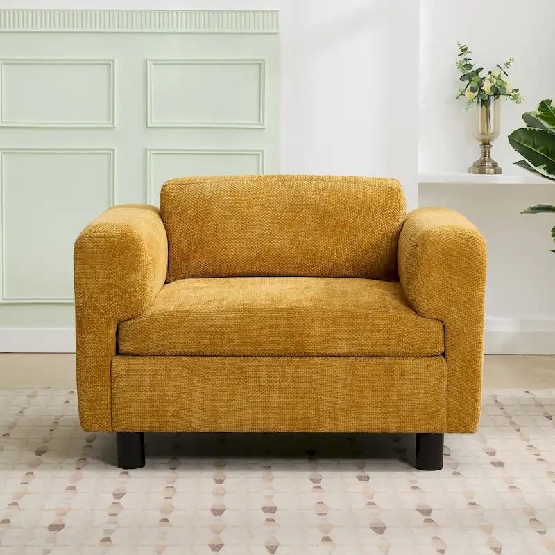 Modern Oversized Armchair Comfy Accent Chair Single Sofa for Living Room Bedroom Office Apartment, Woven Velvet Fabric