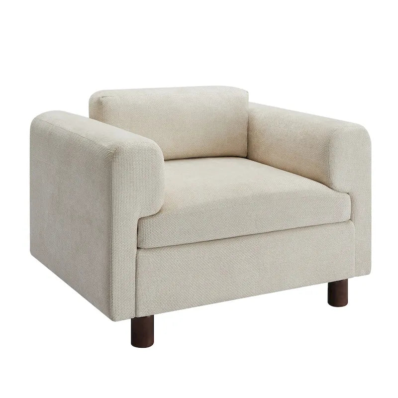 Modern Oversized Armchair Comfy Accent Chair Single Sofa for Living Room Bedroom Office Apartment, Woven Velvet Fabric