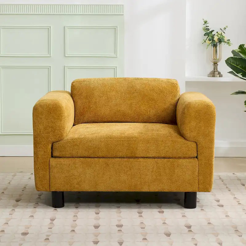 Modern Oversized Armchair Comfy Accent Chair Single Sofa for Living Room Bedroom Office Apartment, Woven Velvet Fabric