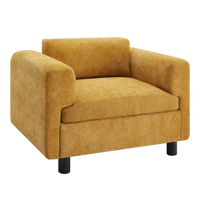 Modern Oversized Armchair Comfy Accent Chair Single Sofa for Living Room Bedroom Office Apartment, Woven Velvet Fabric