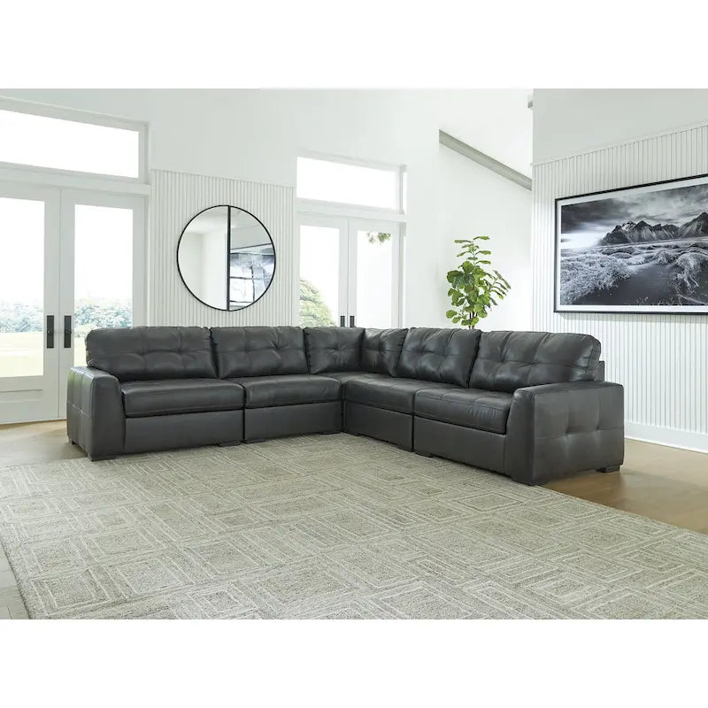 Signature Design by Ashley Brindley Pier Gray 5-Piece Sectional - 128W x 128D x 40H