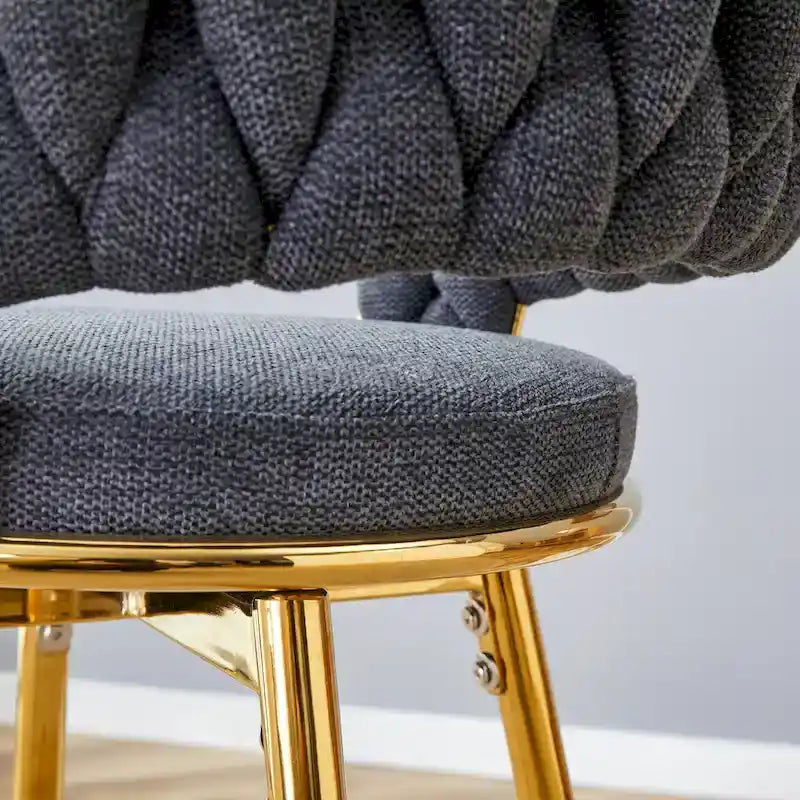 A Set of 4 Rotating Bar Stools, Equipped with Breathable Linen Cushions - Suitable for The Height of The Kitchen Island