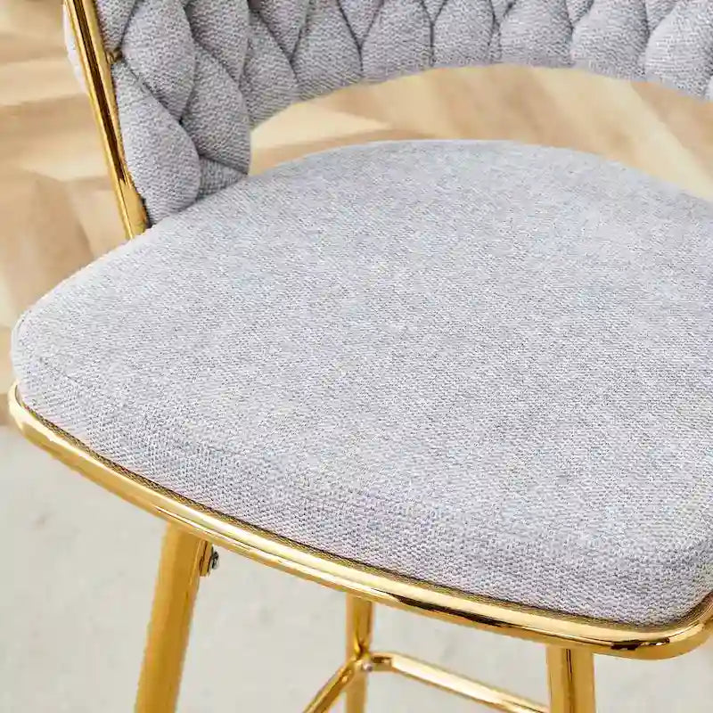 A Set of 4 Rotating Bar Stools, Equipped with Breathable Linen Cushions - Suitable for The Height of The Kitchen Island