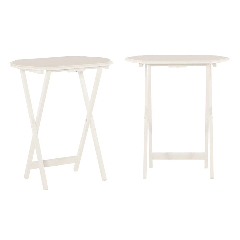 Routed Edge Foldable Snack Tray Tables - 26.25 - White - Set of 2