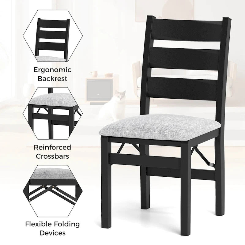 Costway Folding Chairs Set of 2/4 Modern Upholstered Chairs with Comfy