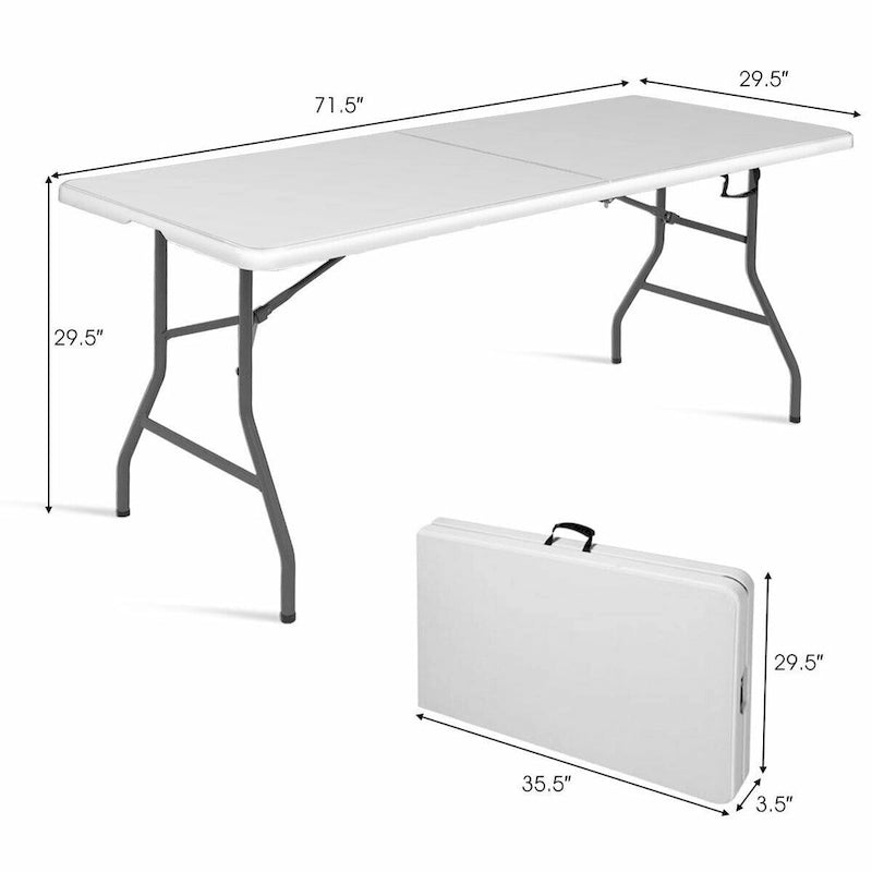 Costway 6' Folding Table Portable Plastic Indoor Outdoor Picnic Party