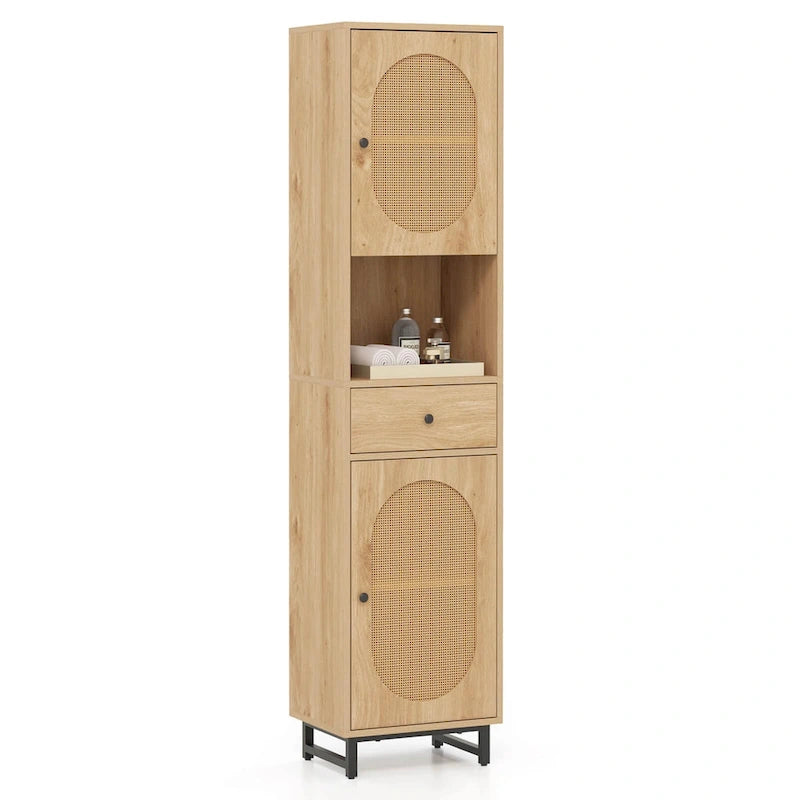 Costway 67 Tall Bathroom Cabinet with 2 Doors Open Compartment & - See Details