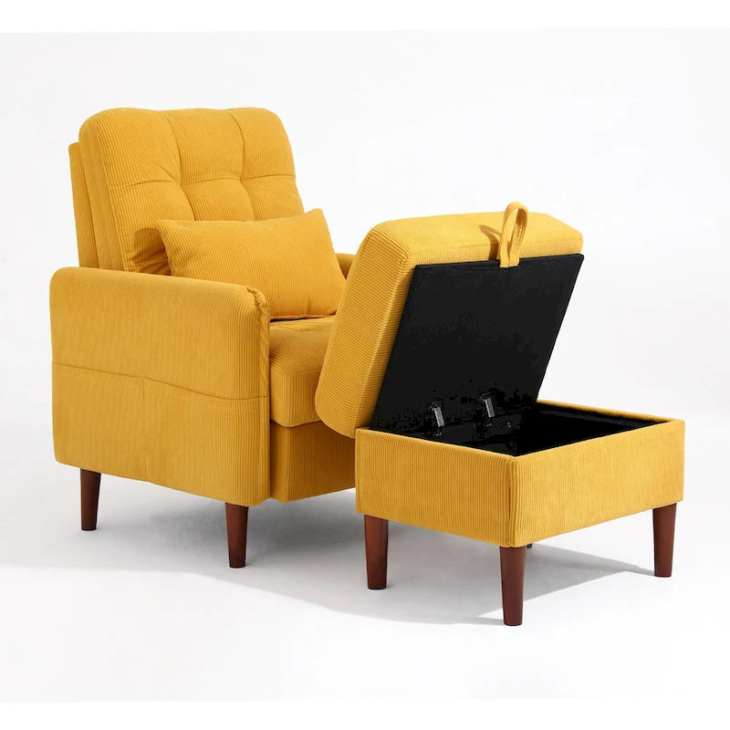 Accent Chair and Storage Ottoman Set with Adjustable Backrest