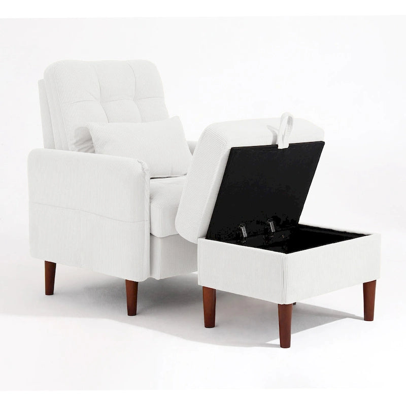 Accent Chair and Storage Ottoman Set with Adjustable Backrest