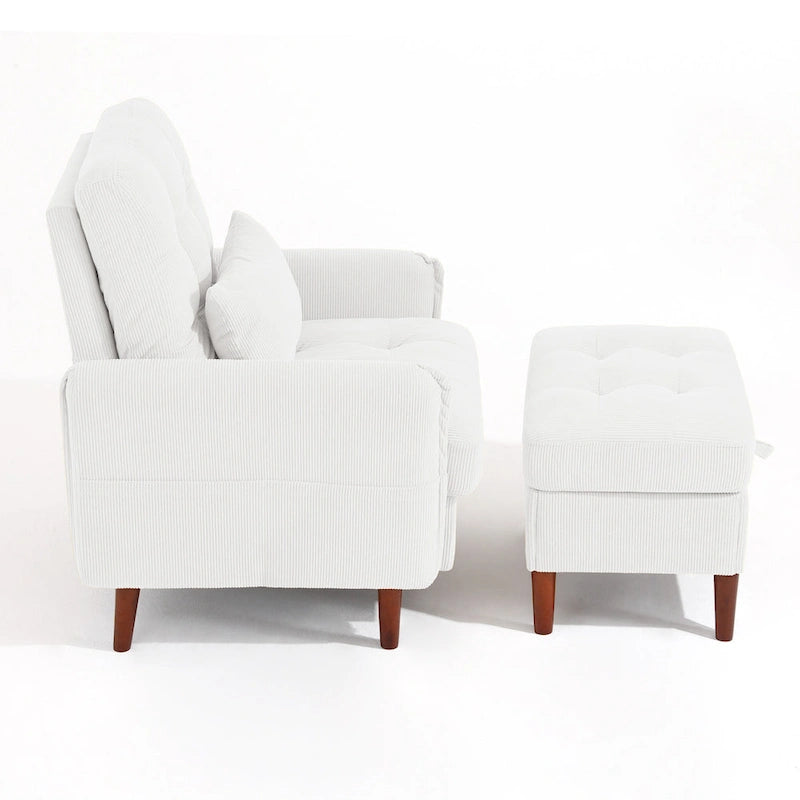 Accent Chair and Storage Ottoman Set with Adjustable Backrest
