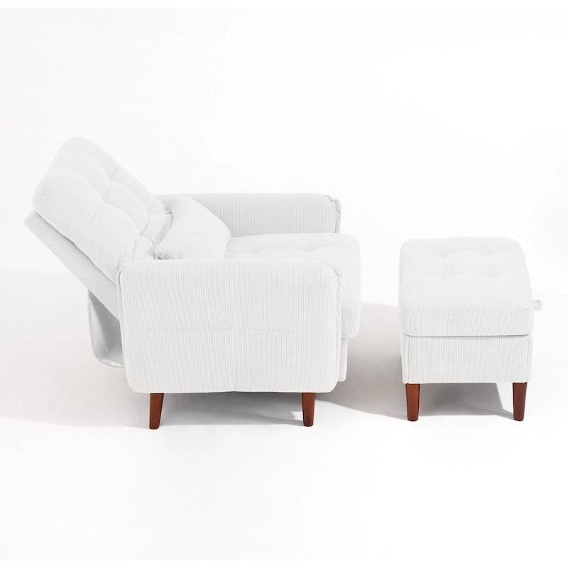 Accent Chair and Storage Ottoman Set with Adjustable Backrest