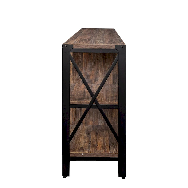 Industrial Farmhouse TV Stand with 4 Storage Shelf and 2 Storage Cabinets for Living Rooms and Kitchens
