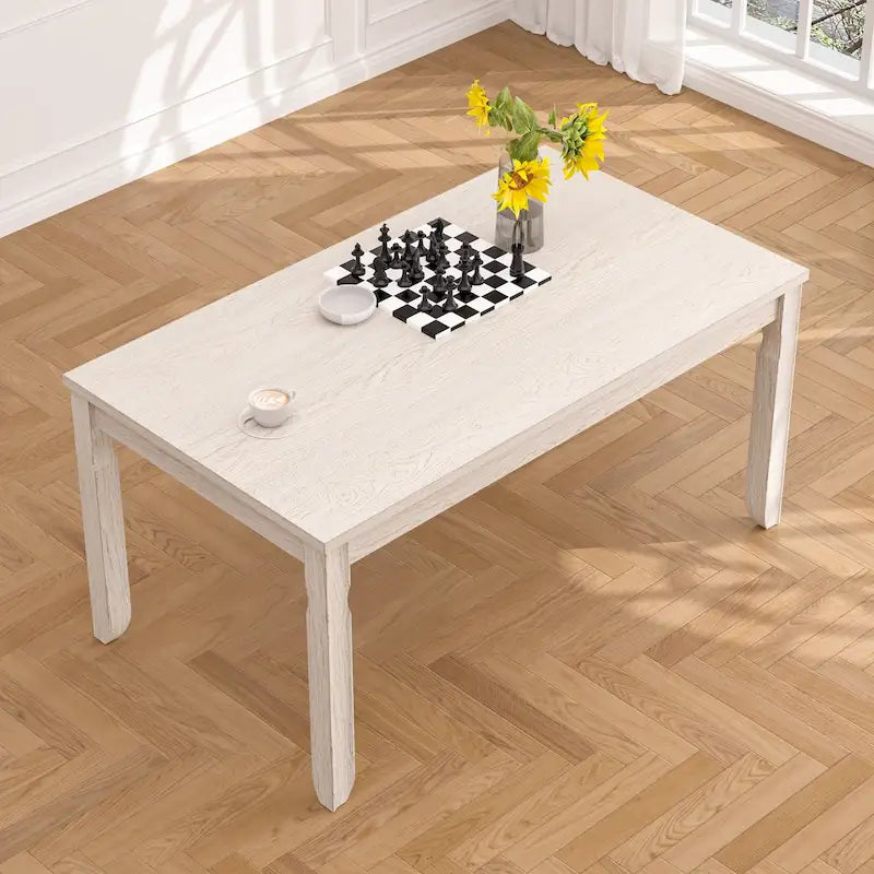 VECELO Grey Solid Wood Dining Table, Kitchen Table with Square Legs, Farmhouse Dining Table