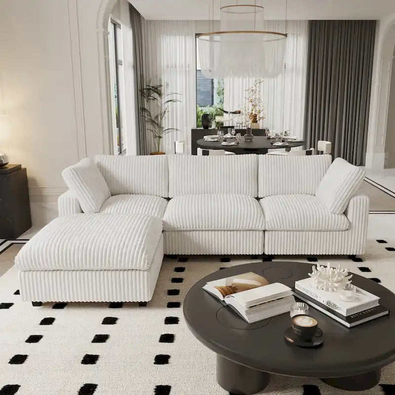 Oversized Deep Plush Cloud Sofa Couch, Modular Sectional Sofa with Ottoman