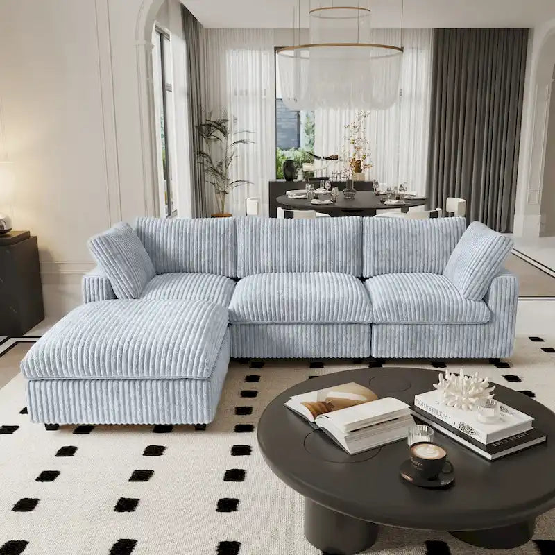 Oversized Deep Plush Cloud Sofa Couch, Modular Sectional Sofa with Ottoman