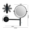 9 Bathroom Mirror LED Wall Mounted Magnifying Lighted Black Makeup Mirror with 3 Color Lights and Touch Screen Dimming
