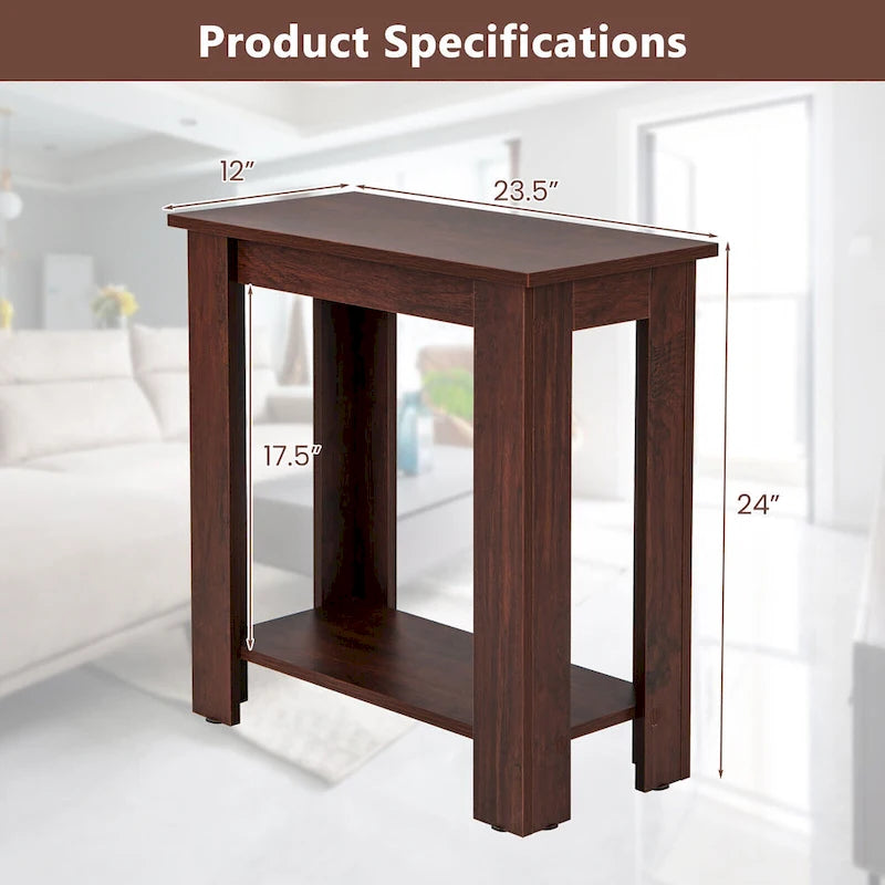 Gymax 2 PCS 2-Tier End Table Modern Sofa Bedside Compact Nightstand w/
