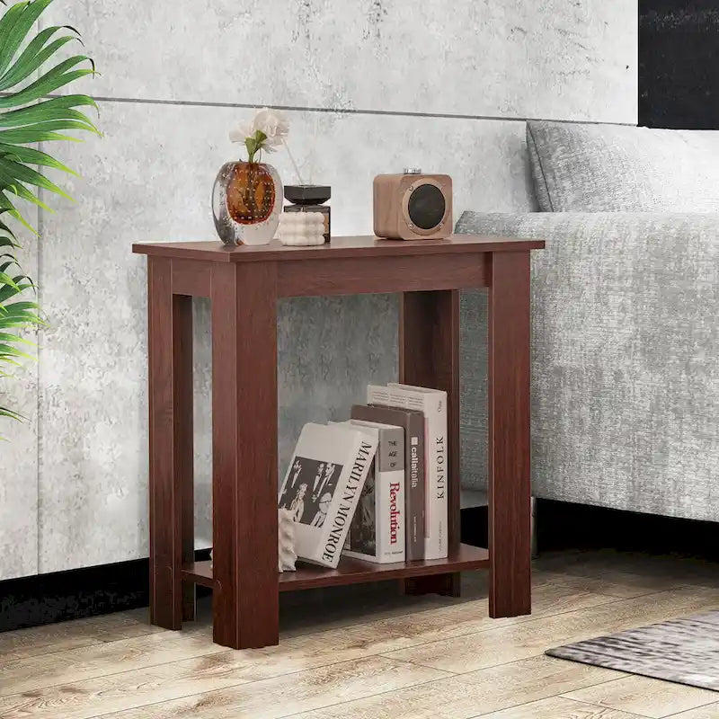 Gymax 2 PCS 2-Tier End Table Modern Sofa Bedside Compact Nightstand w/