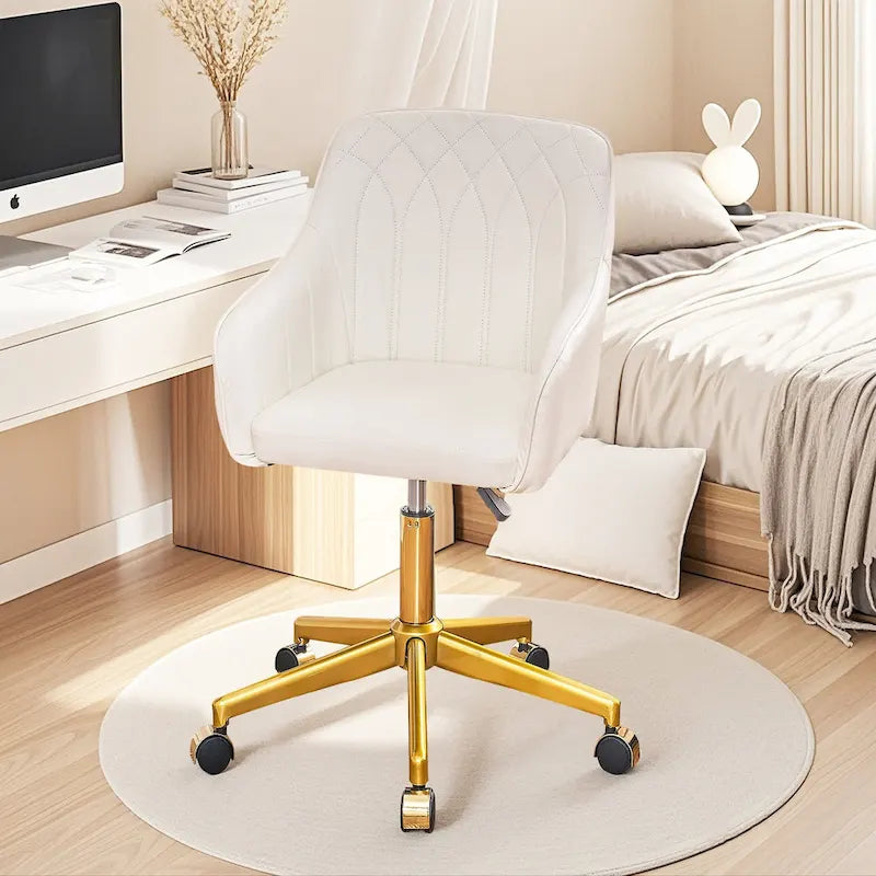 VECELO Modern Home Office Chairs Height Adjustable 360 Swivel Task Chair with Metal Base