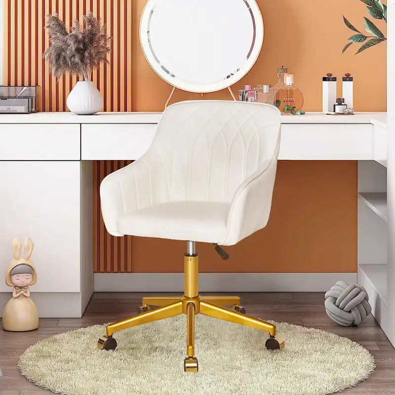 VECELO Modern Home Office Chairs Height Adjustable 360 Swivel Task Chair with Metal Base
