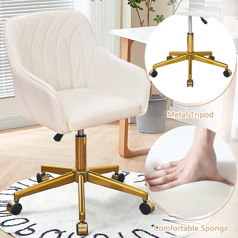 VECELO Modern Home Office Chairs Height Adjustable 360 Swivel Task Chair with Metal Base