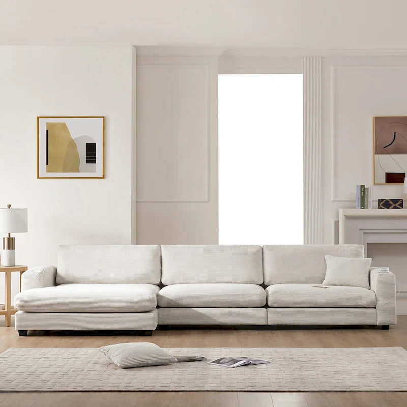 Oversized Corduroy Sectional Sofa,L Shaped Deep Seating Cloud Couch