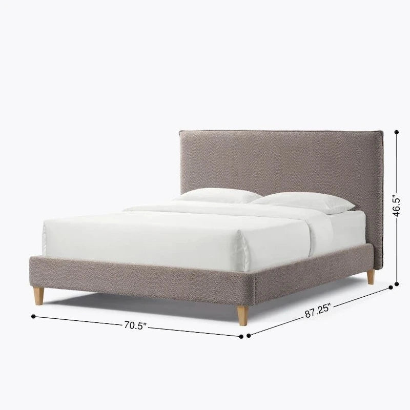 Queen Size Boucle Upholstered Platform Bed