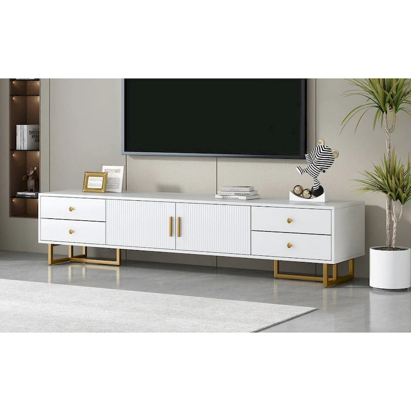 White 70 Modern TV Stand with Storage & Drawers for TVs Up to 65
