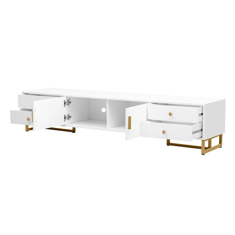 White 70 Modern TV Stand with Storage & Drawers for TVs Up to 65