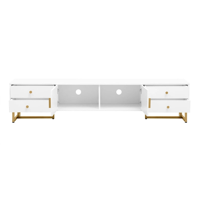 White 70 Modern TV Stand with Storage & Drawers for TVs Up to 65