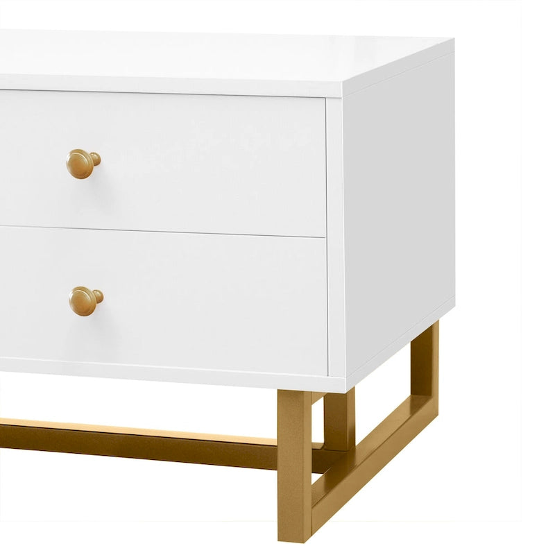 White 70 Modern TV Stand with Storage & Drawers for TVs Up to 65