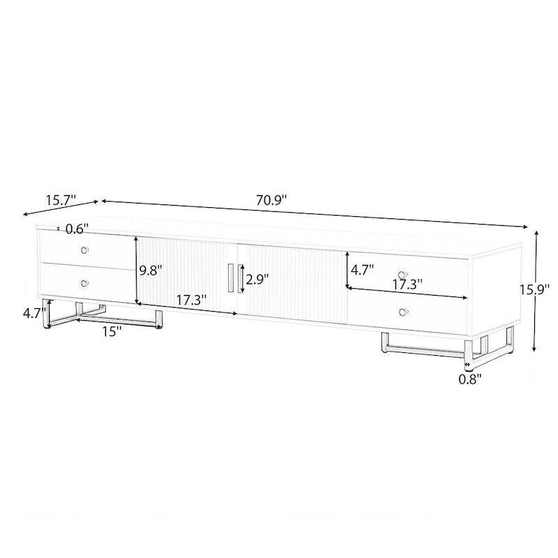 White 70 Modern TV Stand with Storage & Drawers for TVs Up to 65