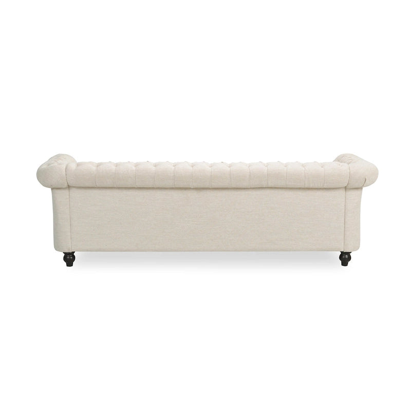 Beige Chesterfield Button Tufted 3-seater Sofa with Nailheads