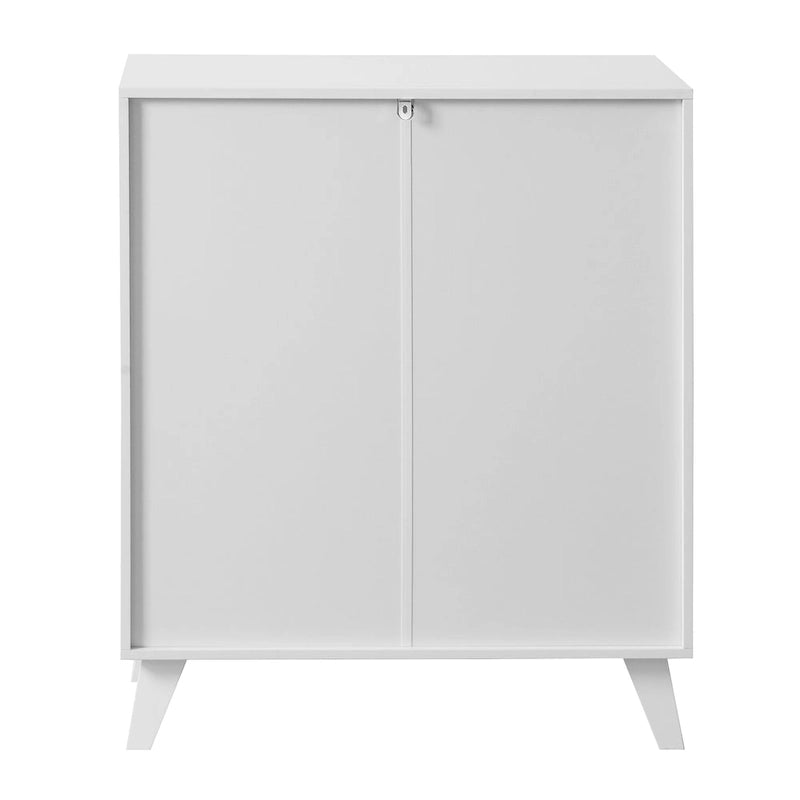 Armoire de rangement moderne avec 2 portes vitrées et étagère réglable pour salon