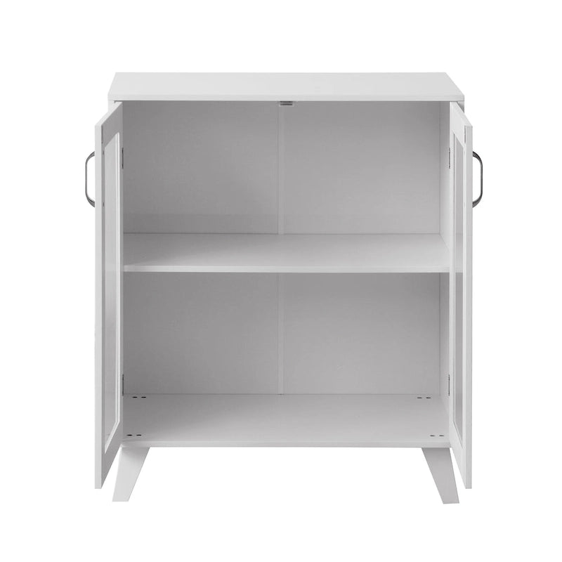 Armoire de rangement moderne avec 2 portes vitrées et étagère réglable pour salon