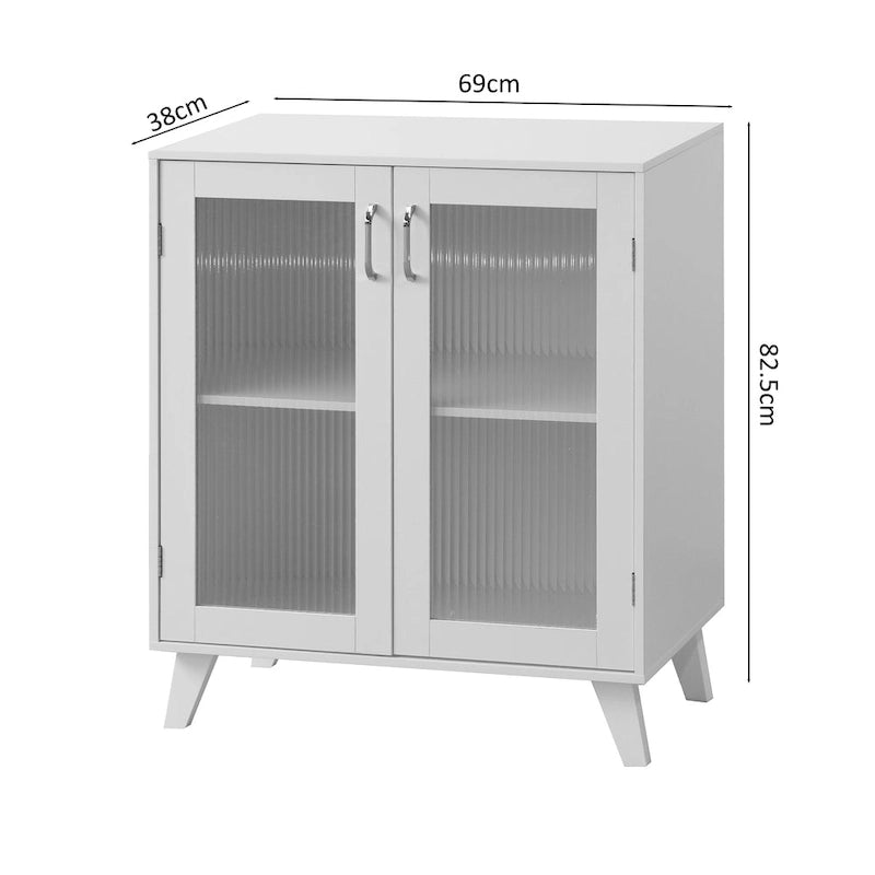 Armoire de rangement moderne avec 2 portes vitrées et étagère réglable pour salon