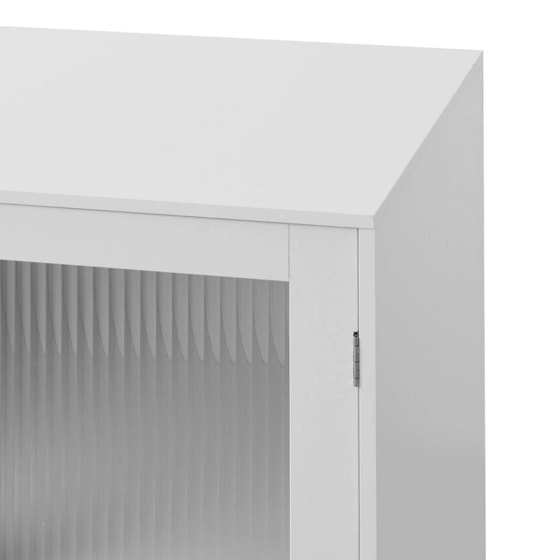Armoire de rangement moderne avec 2 portes vitrées et étagère réglable pour salon