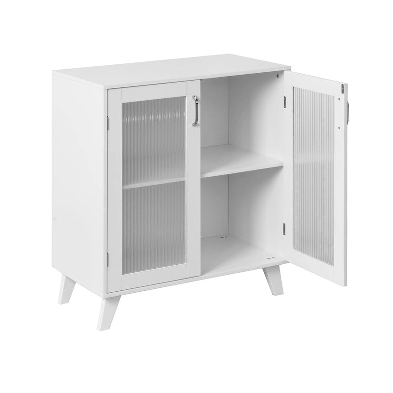 Armoire de rangement moderne avec 2 portes vitrées et étagère réglable pour salon