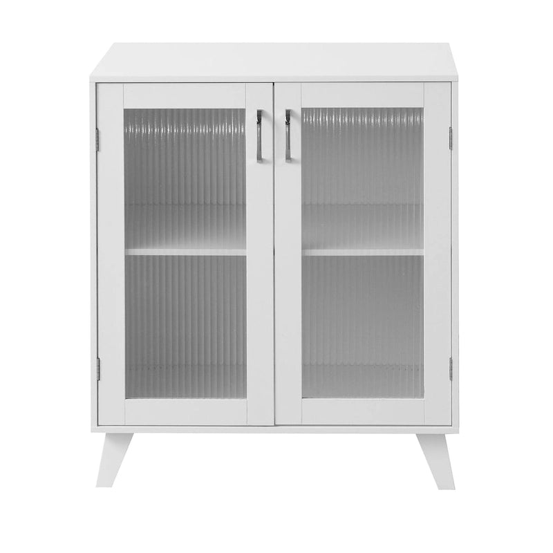 Armoire de rangement moderne avec 2 portes vitrées et étagère réglable pour salon