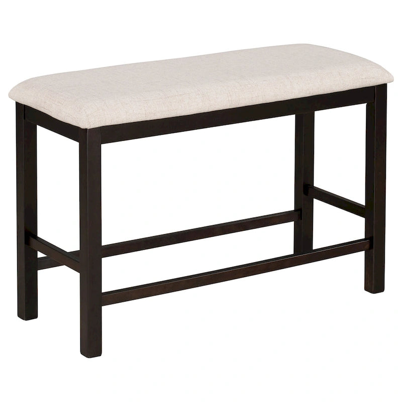 Espresso 6-Piece Counter Height Wooden Dining Table Set with 4 Chairs & Bench