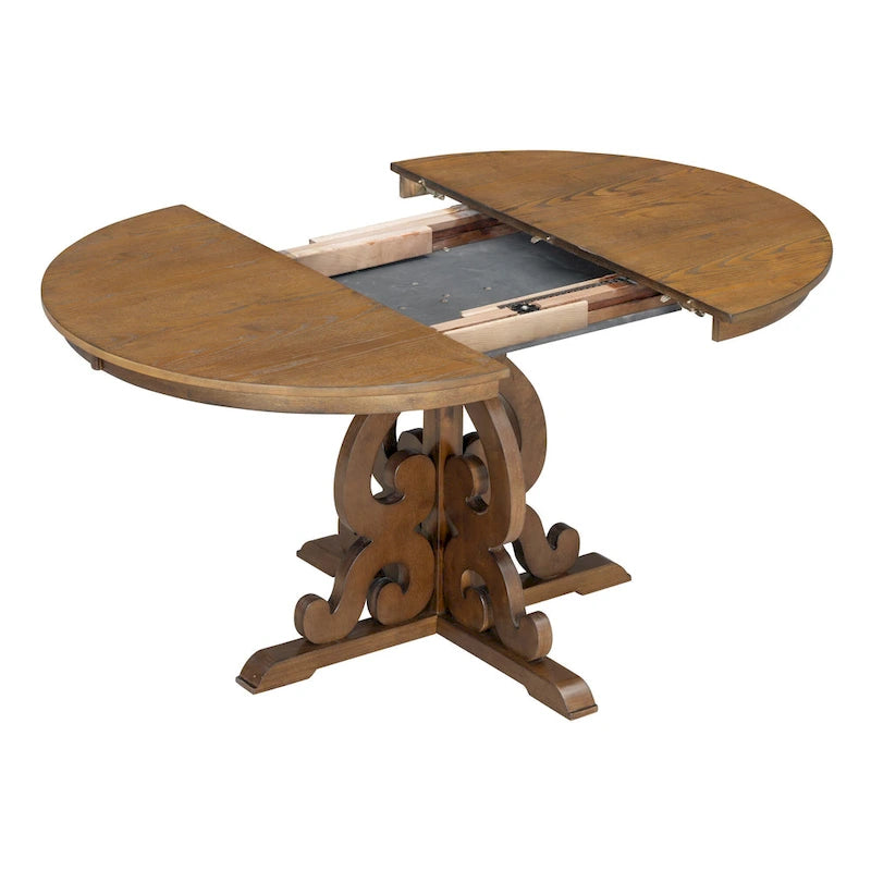5-Piece Wooden Dining Table Set with Extendable Table & 4 Chairs
